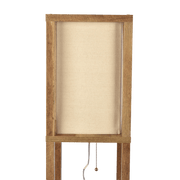 Pinnacle Shelf Floor Lamp For Bedroom/Living Room, Natural Wood with Long Shade