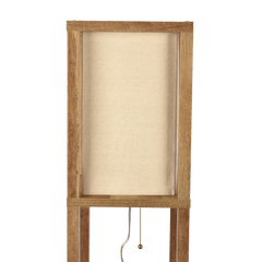 Pinnacle Shelf Floor Lamp For Bedroom/Living Room, Natural Wood with Long Shade