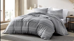 Noah Charcoal Stripe 4PC Queen Comforter Set