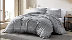 Noah Charcoal Stripe 4 pc Queen Comforter Set