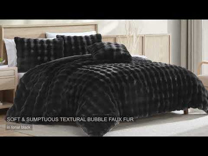 Bubble Faux Fur Black 4 pc Comforter Set