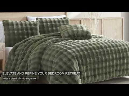 Bubble Faux Fur Green 4 pc Comforter Set