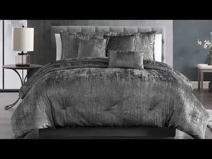 Taos 7 pc Velvet Comforter Charcoal