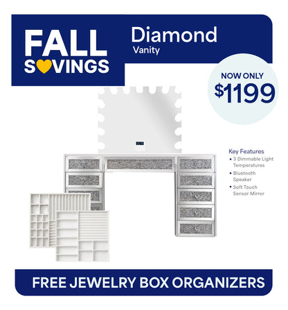 espejo Diamond Vidrio Tocador Kit + Free Jewelry Insert