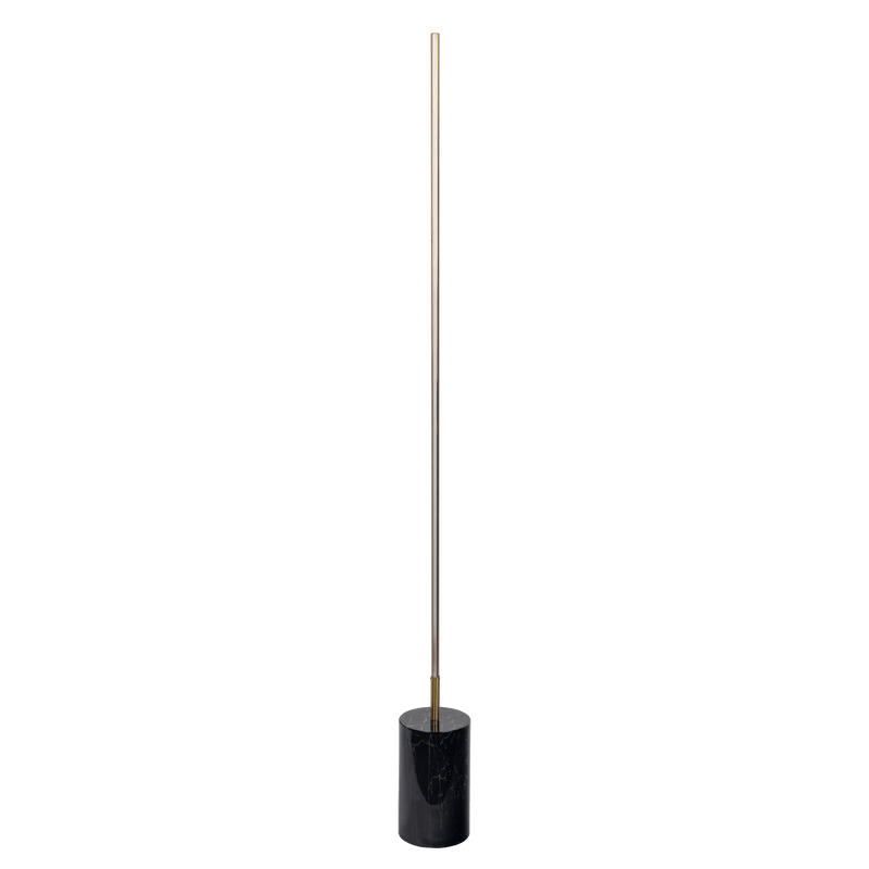 Lámpara de pie LED Prism Brassed Gold con interruptor de encendido y apagado y base de mármol sintético