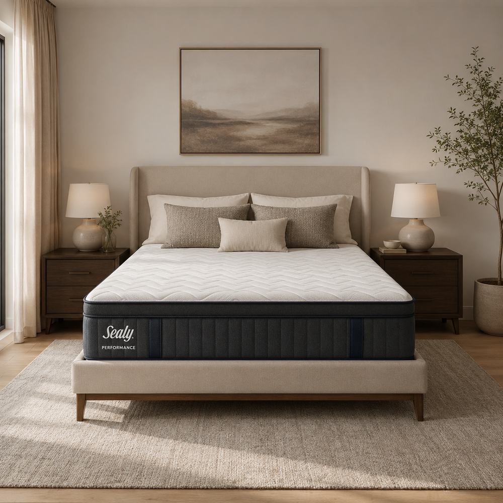 Mattress in a furnished bedroom