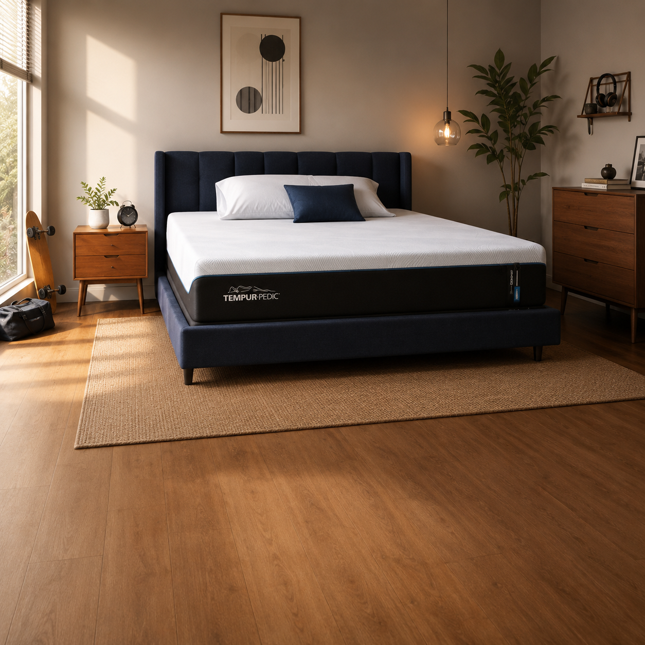 Adjustable mattress in a modern bedroom