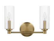 Regal Double Light Vanity With Clear Ribbed Glass - Satin Brass