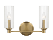 Regal Double Light Vanity With Clear Ribbed Glass - Satin Brass