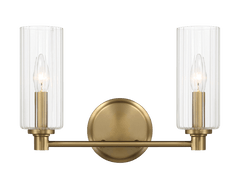 Regal Double Light Vanity With Clear Ribbed Glass - Satin Brass