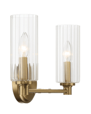 Regal Double Light Vanity With Clear Ribbed Glass - Satin Brass