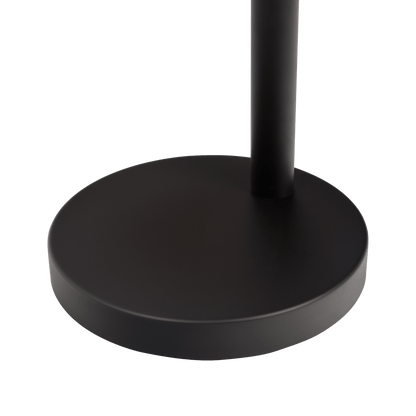 Lámpara de pie Royal de arco metálico de 3 brazos, color bronce aceitado con pantalla de lino e interruptor giratorio de 4 posiciones.