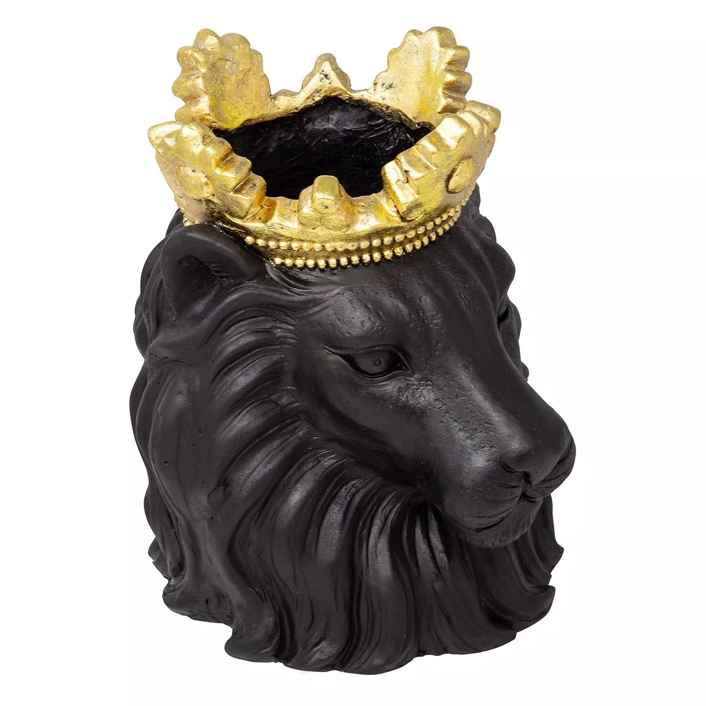 9" Lion Head Planter with Crown