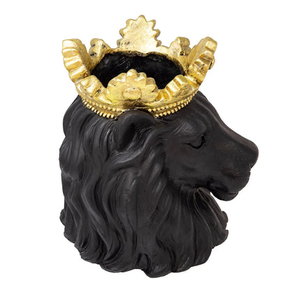 9" Lion Head Planter with Crown