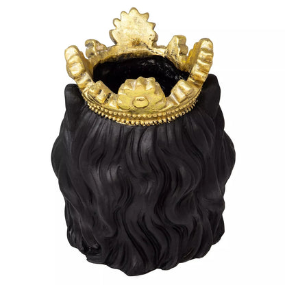 9" Lion Head Planter with Crown