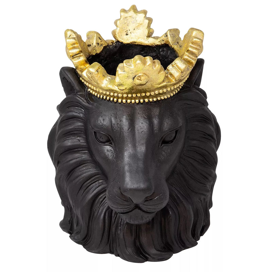 9" Lion Head Planter with Crown