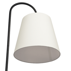 Seoul Black Floor Lamp with Rotary Switch Wood Table Metal Base