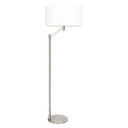 Serene Brushed Nickel Floor Lamp with Rotary Switch Metal Base White Linen Shade