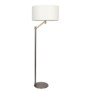 Serene Brushed Nickel Floor Lamp with Rotary Switch Metal Base White Linen Shade