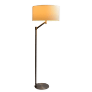 Serene Brushed Nickel Floor Lamp with Rotary Switch Metal Base White Linen Shade