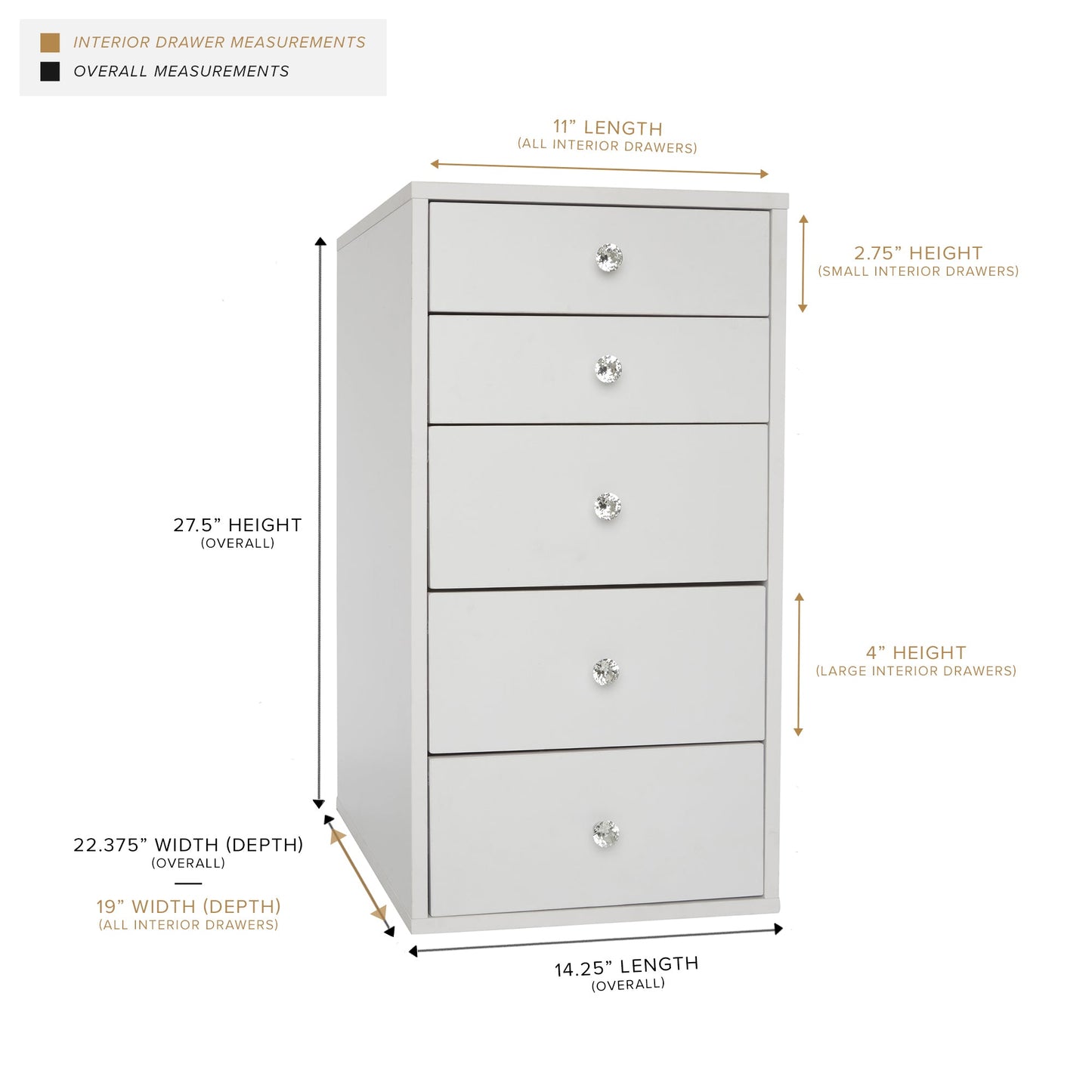 SlayStation® 5-Drawer Makeup Vanity Storage Unit (Pair)