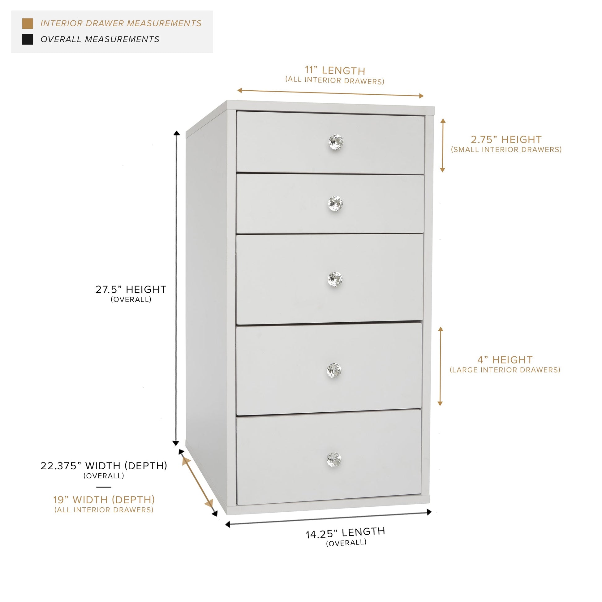 SlayStation® 5-Drawer Makeup Vanity Storage Unit (Pair)