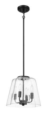 Soiree Four Candle Lights Pendant With Clear Glass - Black Finish