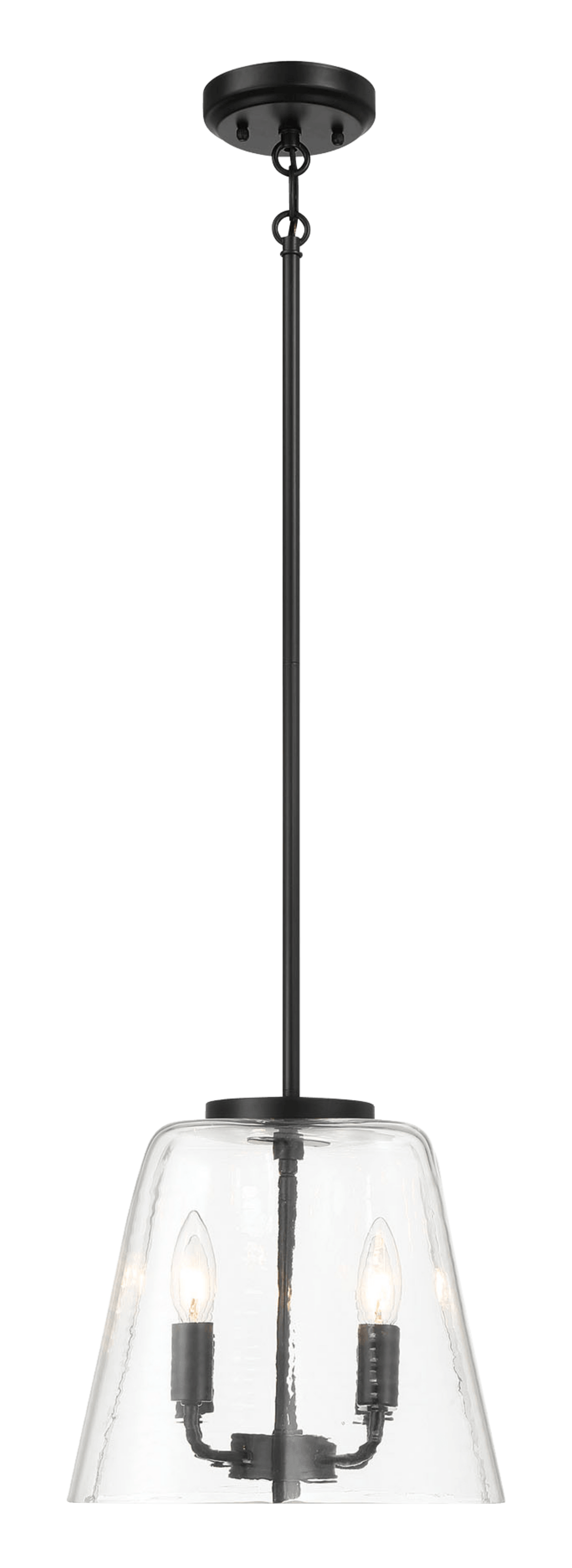 Soiree Four Candle Lights Pendant With Clear Glass - Black Finish