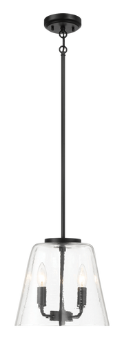Soiree Four Candle Lights Pendant With Clear Glass - Black Finish