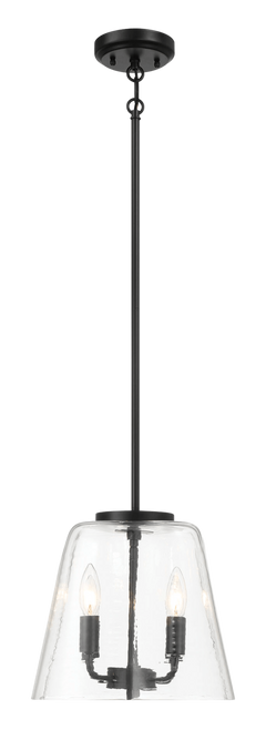 Soiree Four Candle Lights Pendant With Clear Glass - Black Finish