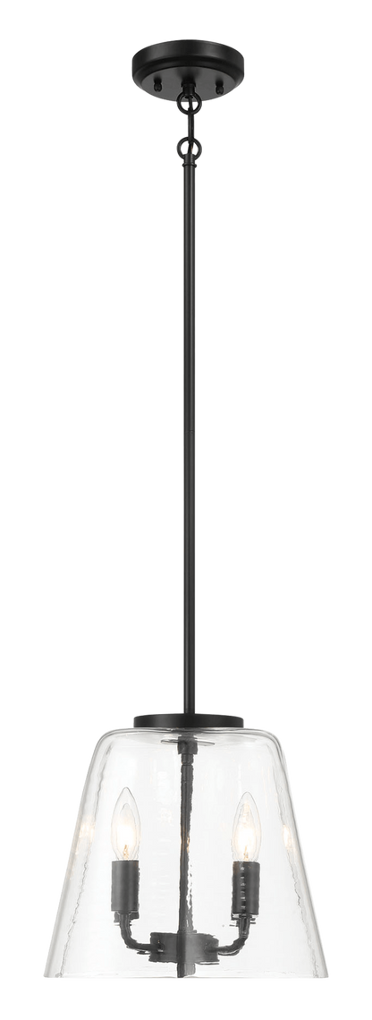 Soiree Four Candle Lights Pendant With Clear Glass - Black Finish