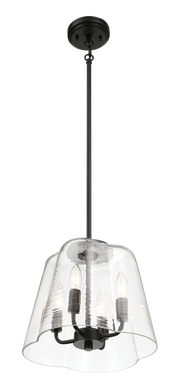 Soiree Four Candle Lights Pendant With Clear Glass - Black Finish