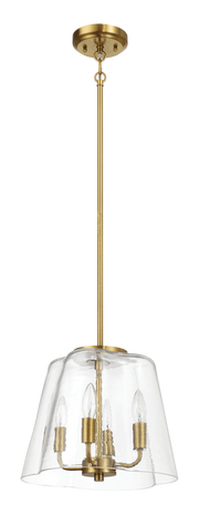 Soiree Four Candle Lights Pendant With Clear Glass - Satin Brass