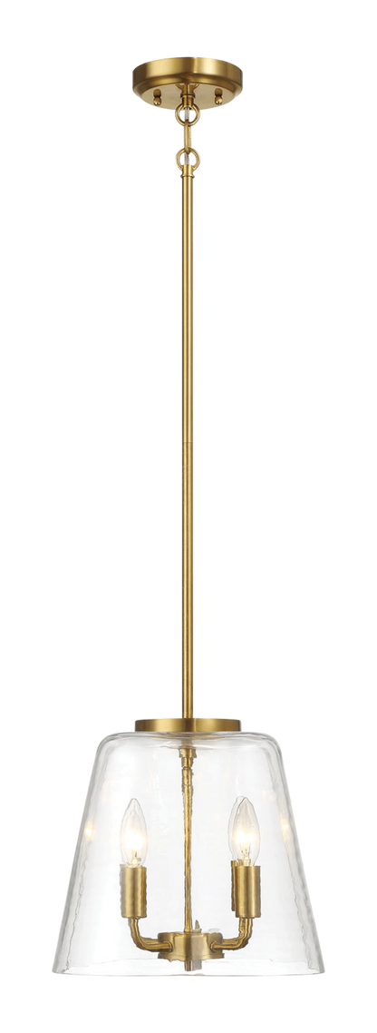 Soiree Four Candle Lights Pendant With Clear Glass - Satin Brass