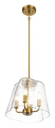 Soiree Four Candle Lights Pendant With Clear Glass - Satin Brass