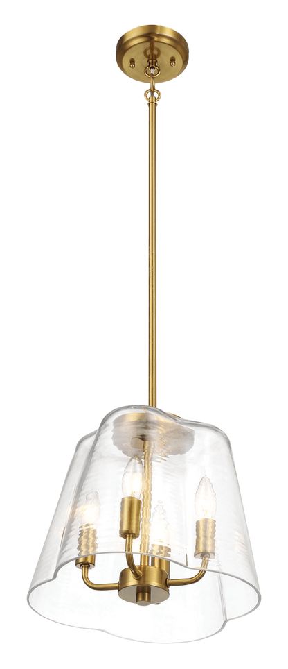 Soiree Four Candle Lights Pendant With Clear Glass - Satin Brass