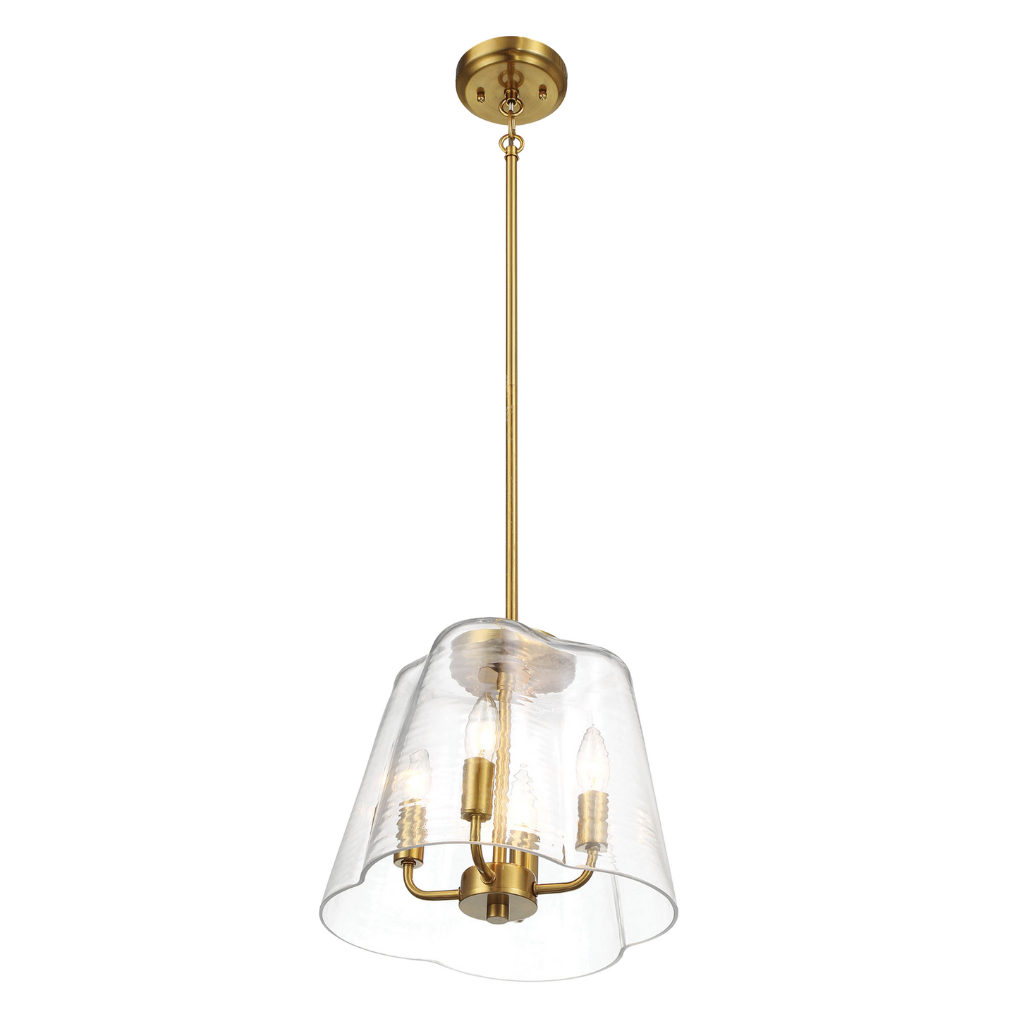 Soiree Four Candle Lights Pendant With Clear Glass - Satin Brass