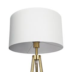 Sway Brassed Gold Floor Lamp with On/Off Switch Triple Legs White Fabric Shade