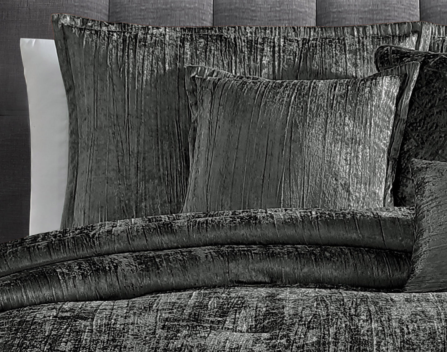 Taos 7 pc Velvet Comforter Charcoal