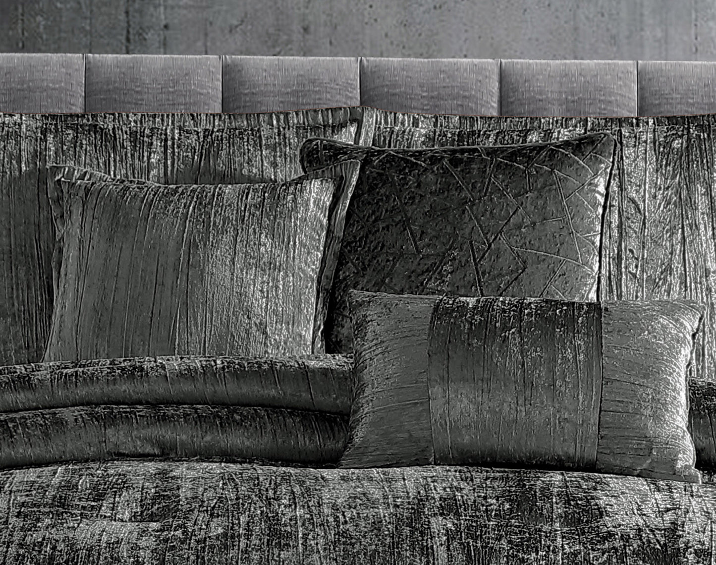 Taos 7 pc Velvet Comforter Charcoal