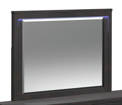 Tobias Queen 4PC Bedroom Set with LED in Black