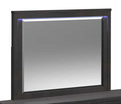 Tobias Queen 4PC Bedroom Set with LED in Black