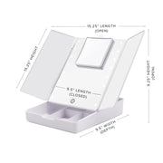 Touch Trifold LED Makeup Mirror with Vanity Organizer
