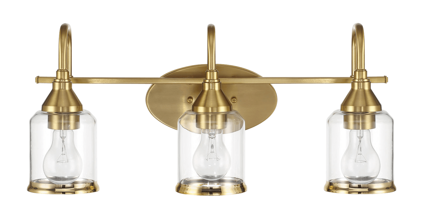 Twilight Three Lights Brushed Gold Contemporary Vanity Light