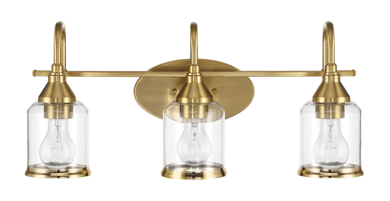 Twilight Three Lights Brushed Gold Contemporary Vanity Light