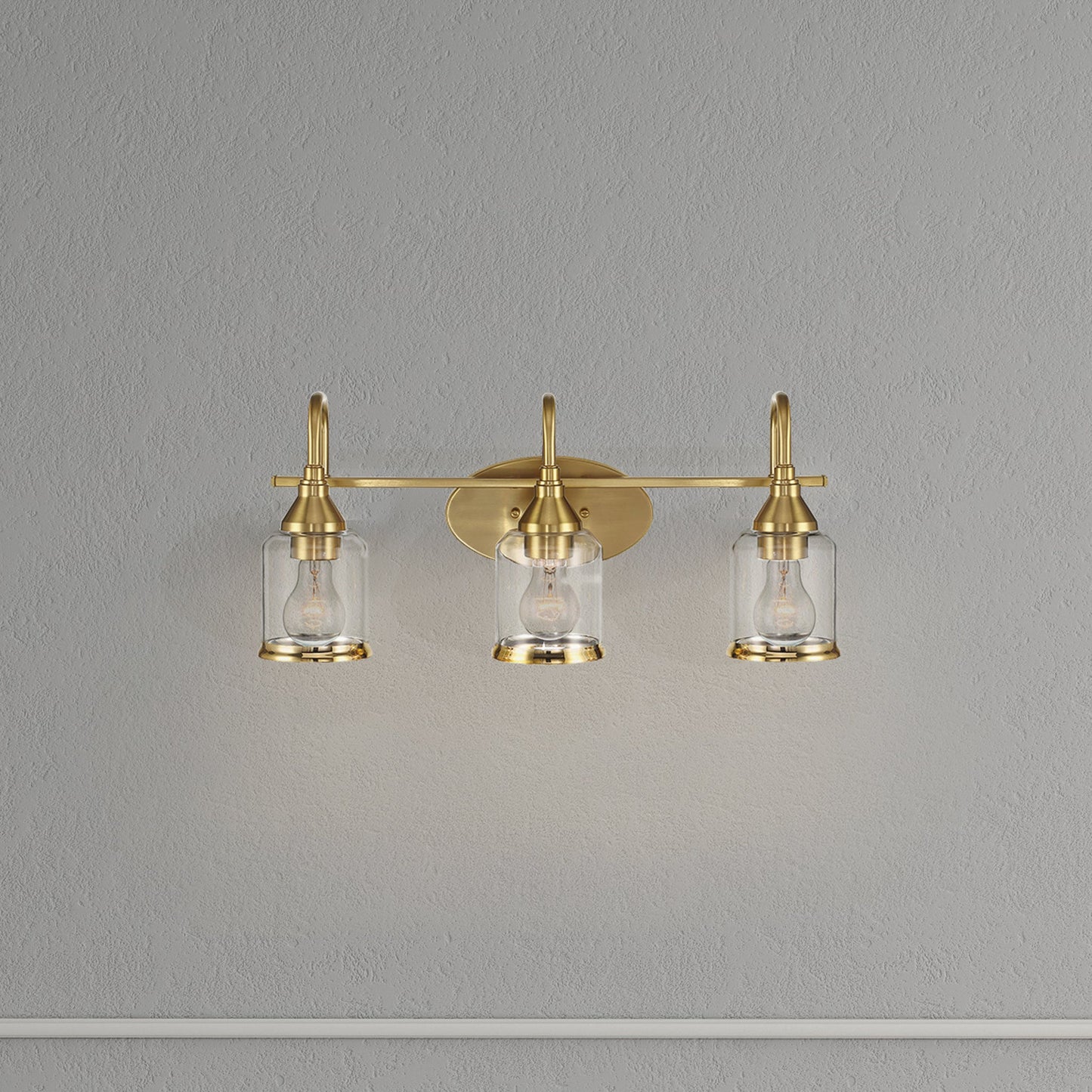 Twilight Three Lights Brushed Gold Contemporary Vanity Light 22"W × 10"H × 7.48"E with Clear Glass