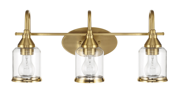Twilight Three Lights Brushed Gold Contemporary Vanity Light 22