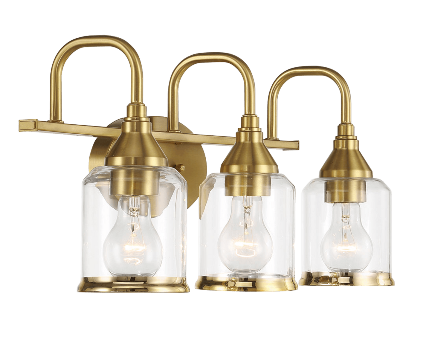 Twilight Three Lights Brushed Gold Contemporary Vanity Light 22"W × 10"H × 7.48"E with Clear Glass