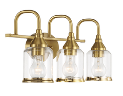 Twilight Three Lights Brushed Gold Contemporary Vanity Light
