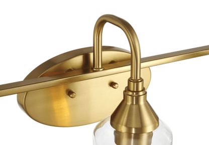 Twilight Three Lights Brushed Gold Contemporary Vanity Light 22"W × 10"H × 7.48"E with Clear Glass
